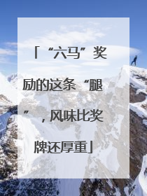 “六马”奖励的这条“腿”，风味比奖牌还厚重