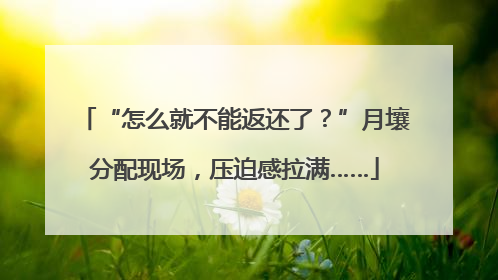 “怎么就不能返还了？”月壤分配现场，压迫感拉满……