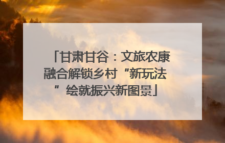 甘肃甘谷：文旅农康融合解锁乡村“新玩法”绘就振兴新图景