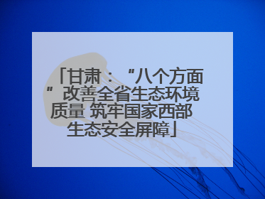 甘肃：“八个方面”改善全省生态环境质量 筑牢国家西部生态安全屏障