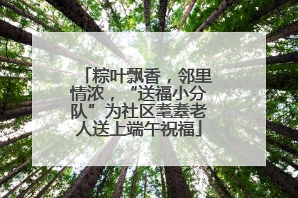 粽叶飘香，邻里情浓，“送福小分队”为社区耄耋老人送上端午祝福