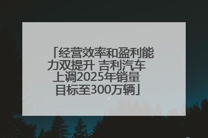 经营效率和盈利能力双提升 吉利汽车上调2025年销量目标至300万辆