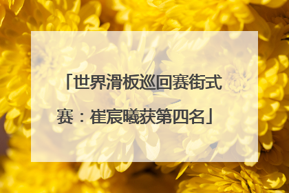 世界滑板巡回赛街式赛：崔宸曦获第四名