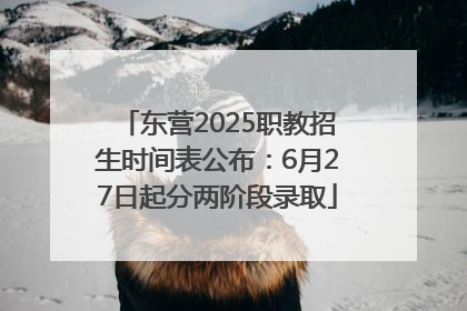东营2025职教招生时间表公布：6月27日起分两阶段录取