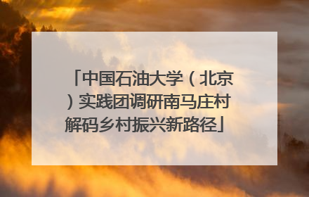 中国石油大学（北京）实践团调研南马庄村解码乡村振兴新路径