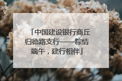 中国建设银行商丘归德路支行——粽情端午，建行相伴