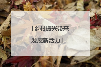 乡村振兴带来发展新活力