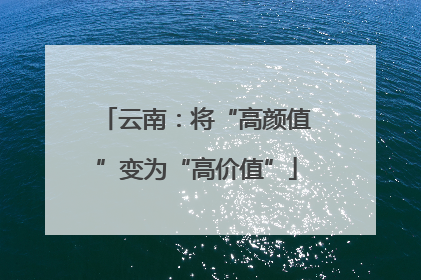 云南：将“高颜值”变为“高价值”