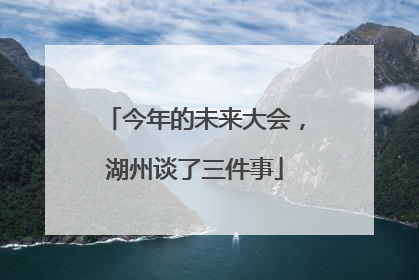 今年的未来大会，湖州谈了三件事