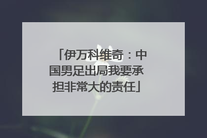 伊万科维奇：中国男足出局我要承担非常大的责任
