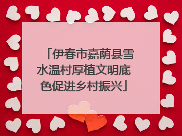 伊春市嘉荫县雪水温村厚植文明底色促进乡村振兴