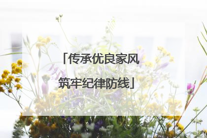 传承优良家风 筑牢纪律防线