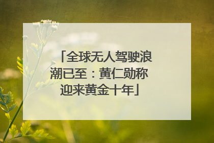 全球无人驾驶浪潮已至：黄仁勋称迎来黄金十年