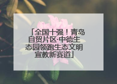 全国十强！青岛自贸片区·中德生态园领跑生态文明宣教新赛道