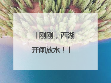 刚刚，西湖开闸放水！