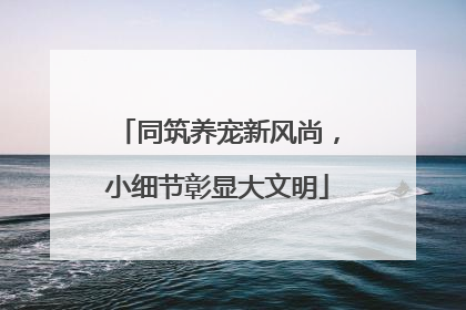 同筑养宠新风尚，小细节彰显大文明