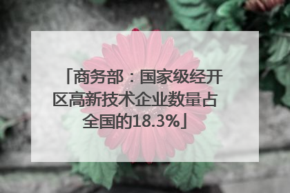 商务部：国家级经开区高新技术企业数量占全国的18.3%