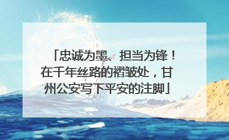 忠诚为墨、担当为锋！在千年丝路的褶皱处，甘州公安写下平安的注脚