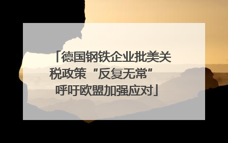 德国钢铁企业批美关税政策“反复无常” 呼吁欧盟加强应对