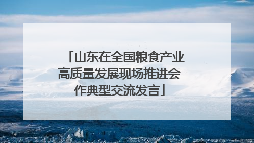 山东在全国粮食产业高质量发展现场推进会作典型交流发言