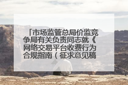 市场监管总局价监竞争局有关负责同志就《网络交易平台收费行为合规指南（征求意见稿）》答记者问