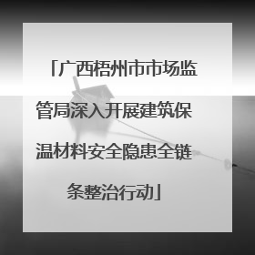 广西梧州市市场监管局深入开展建筑保温材料安全隐患全链条整治行动