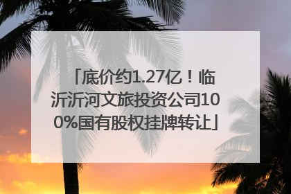 底价约1.27亿！临沂沂河文旅投资公司100%国有股权挂牌转让