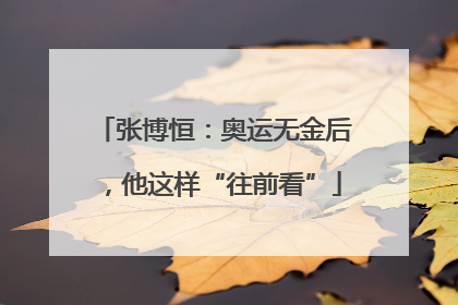 张博恒：奥运无金后，他这样“往前看”