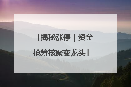 揭秘涨停｜资金抢筹核聚变龙头