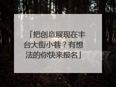 把创意展现在丰台大街小巷？有想法的你快来报名