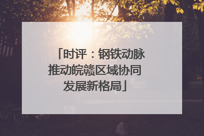 时评：钢铁动脉推动皖赣区域协同发展新格局