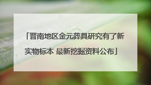 晋南地区金元葬具研究有了新实物标本 最新挖掘资料公布