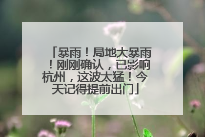 暴雨！局地大暴雨！刚刚确认，已影响杭州，这波太猛！今天记得提前出门