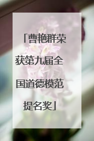 曹艳群荣获第九届全国道德模范提名奖