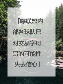 曝联盟内部各球队已对交易字母哥的可能性失去信心
