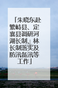 朱晓东赴繁峙县、定襄县调研河湖长制、林长制落实及防汛备汛等工作