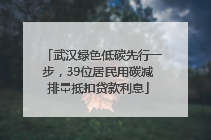 武汉绿色低碳先行一步，39位居民用碳减排量抵扣贷款利息