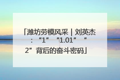 潍坊劳模风采｜刘英杰：“1”“1.01”“2”背后的奋斗密码