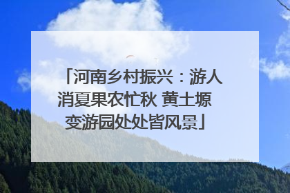 河南乡村振兴：游人消夏果农忙秋 黄土塬变游园处处皆风景