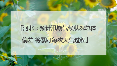 河北：预计汛期气候状况总体偏差 将紧盯每次天气过程