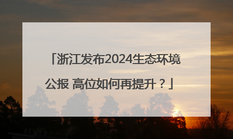 浙江发布2024生态环境公报 高位如何再提升？