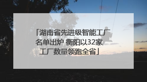 湖南省先进级智能工厂名单出炉 衡阳以32家工厂数量领跑全省