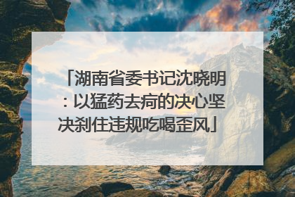 湖南省委书记沈晓明：以猛药去疴的决心坚决刹住违规吃喝歪风