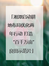 湘潭启动耕地布局优化两年行动 打造“百千万亩”良田示范片