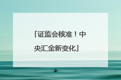 证监会核准！中央汇金新变化