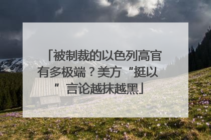 被制裁的以色列高官有多极端？美方“挺以”言论越抹越黑
