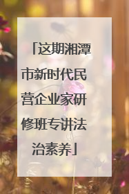 这期湘潭市新时代民营企业家研修班专讲法治素养