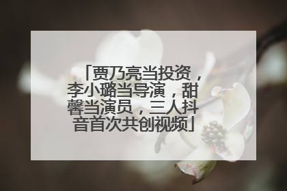 贾乃亮当投资，李小璐当导演，甜馨当演员，三人抖音首次共创视频