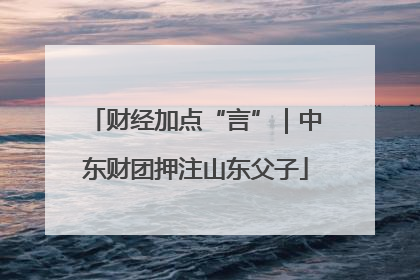 财经加点“言”｜中东财团押注山东父子