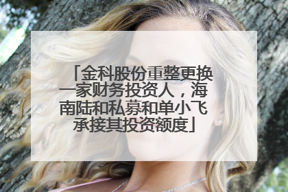 金科股份重整更换一家财务投资人，海南陆和私募和单小飞承接其投资额度